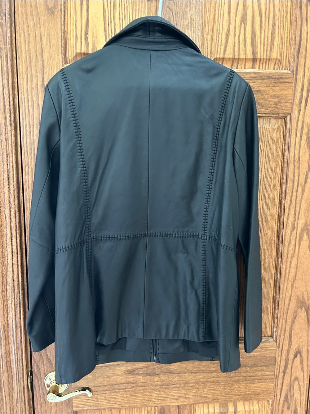 Alfani Black Faux Leather Zip-Front Jacket with Stitch Detailing image 3
